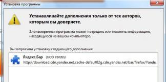Installazione della barra Yandex su Mozilla Firefox